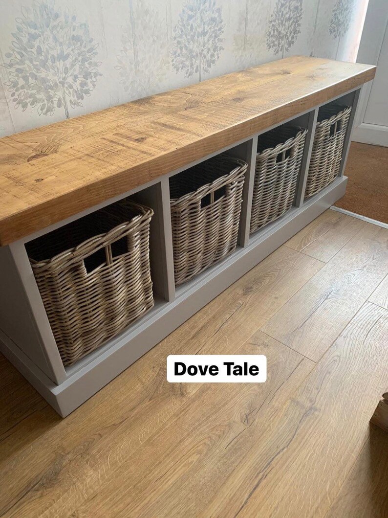 Painted Shoe Rack Storage Bench with 4 Baskets 152cm Entrance Etsy