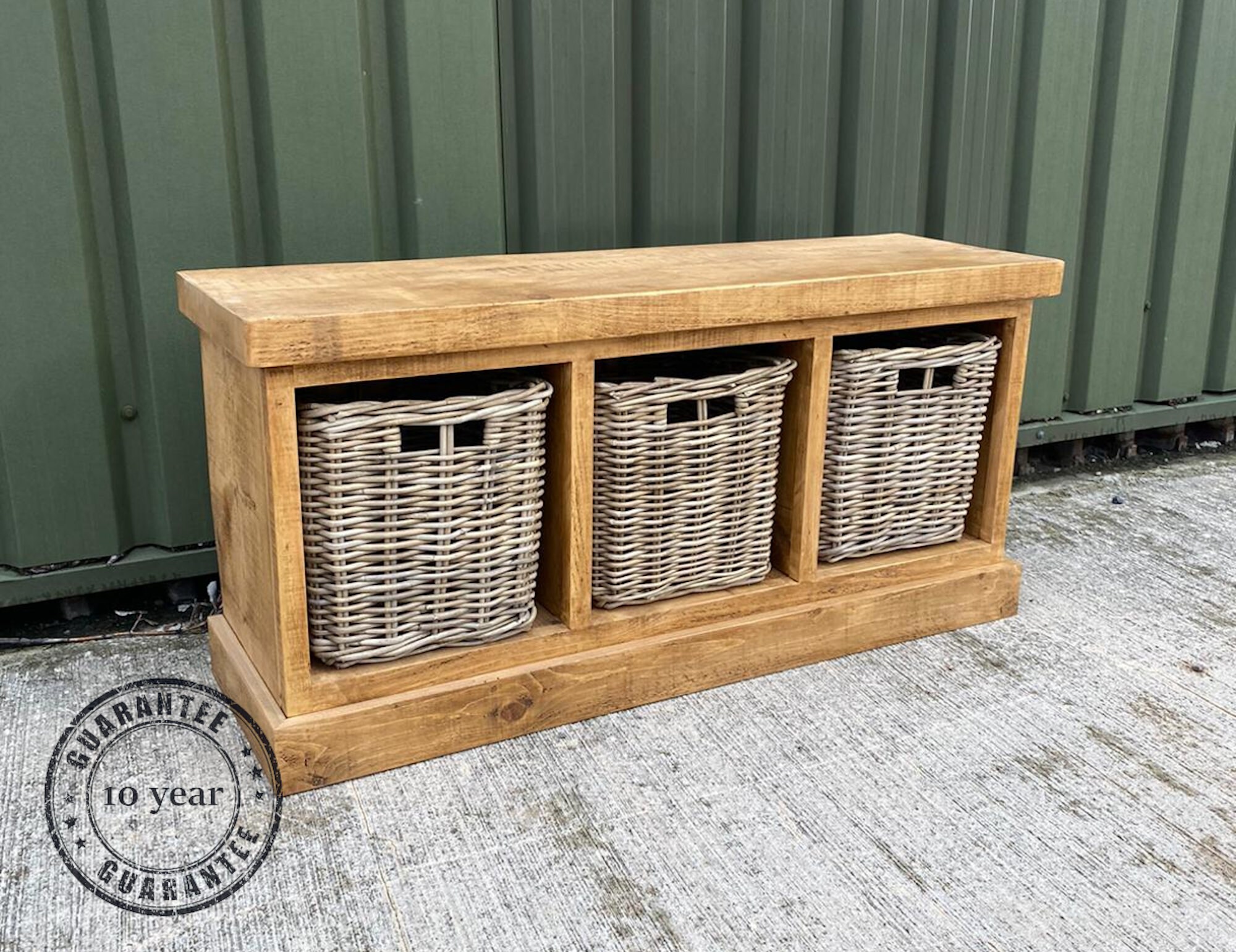 Tetbury bench with sale 3 storage baskets