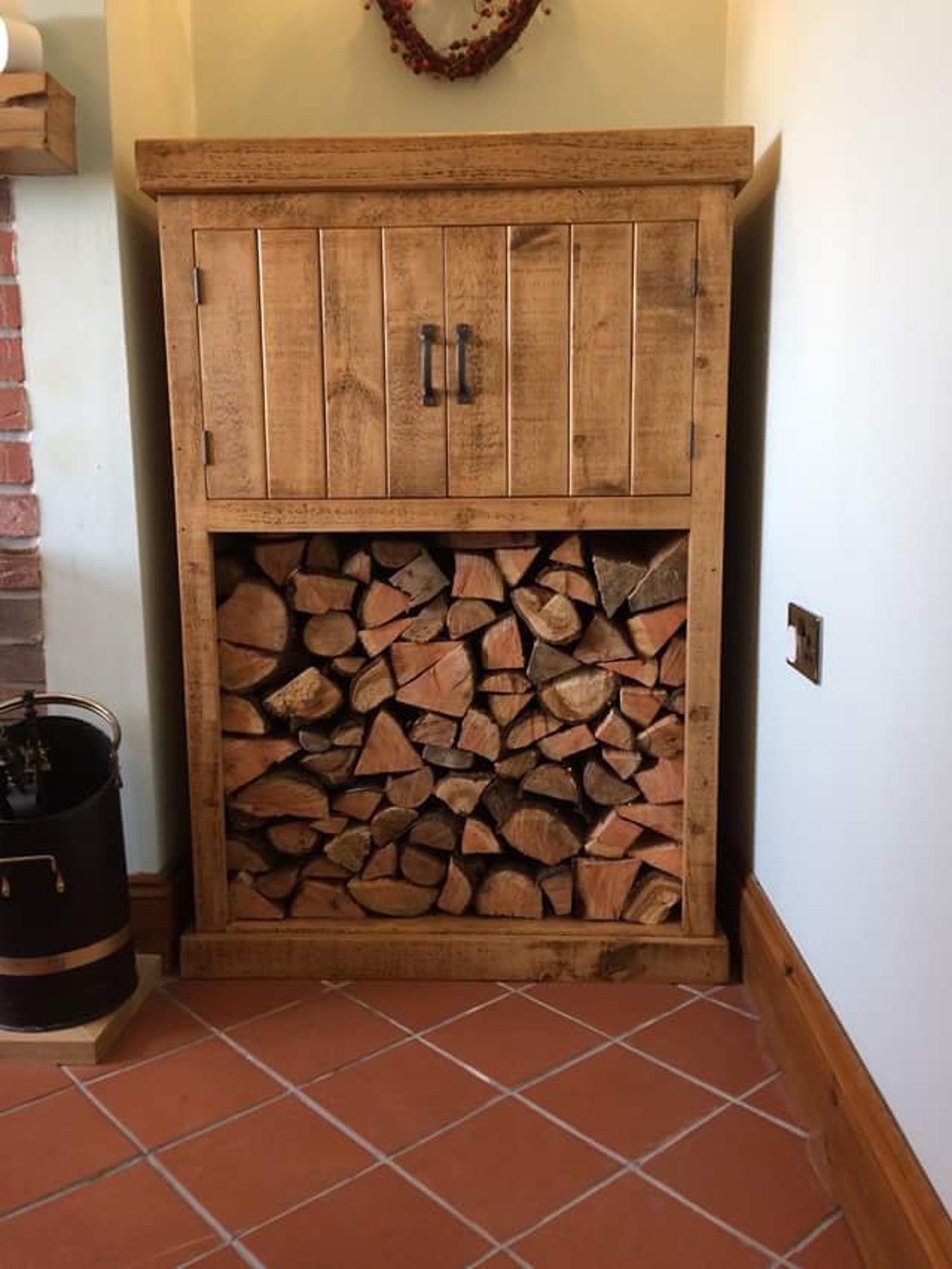 Rustic Chunky Solid Wood Log Store Basket Firewood Unit Etsy UK