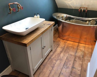 Rustic Chunky Farrow & Ball Painted Solid Wood Bathroom Washstand Vanity Sink Unit any colour*Not included - sinks/taps LARGE *4 SIZES*