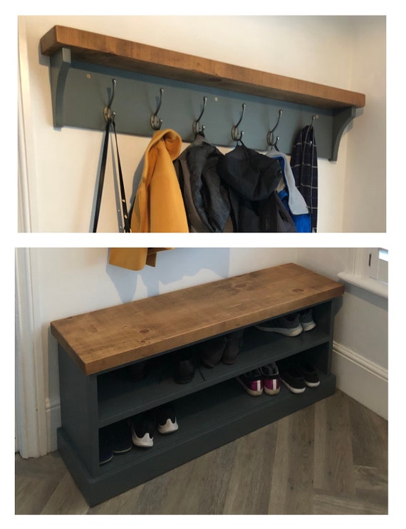 Shoe Rack and Coat Hooks Package Hallway Mudroom Bootroom Porch Shoe Bench/ coat Hooks With Hat Shelf SMALL 2 Sizes CHOOSE COLOUR -  Canada