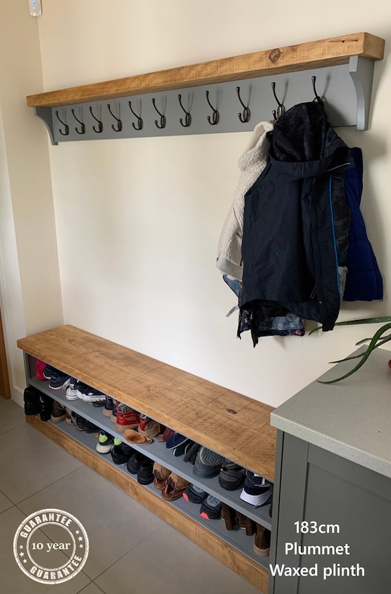 Shoe Rack and Coat Hooks Package Hallway Mudroom Bootroom Porch