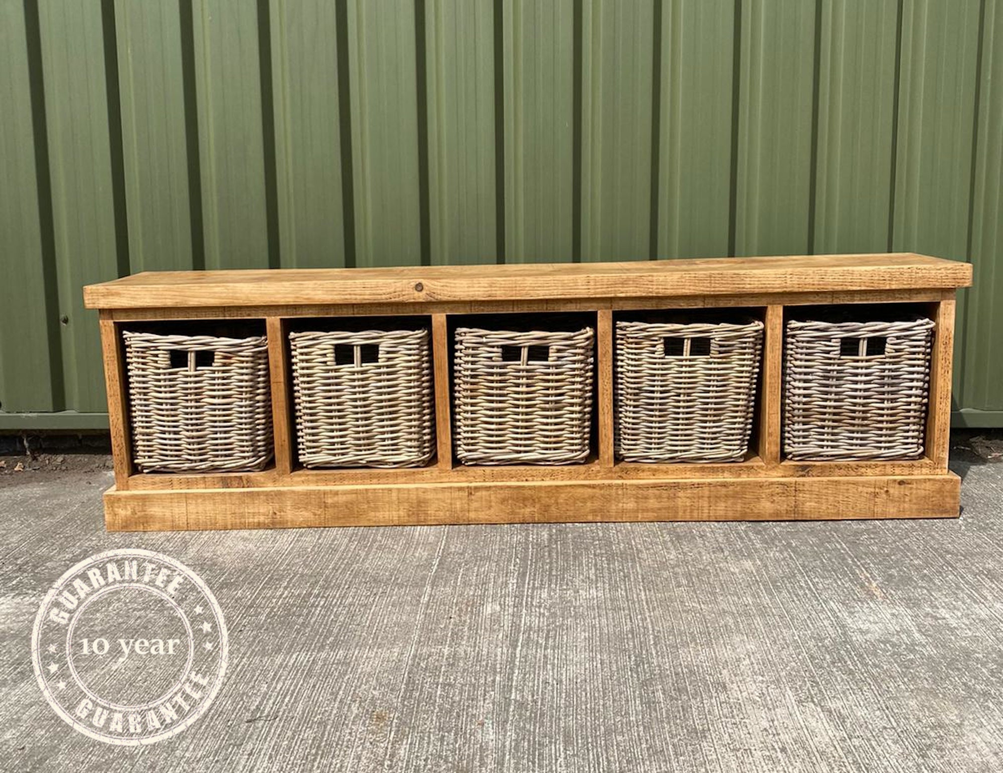 Rustic Wooden Shoe Rack Storage Bench With Baskets Entrance Etsy UK