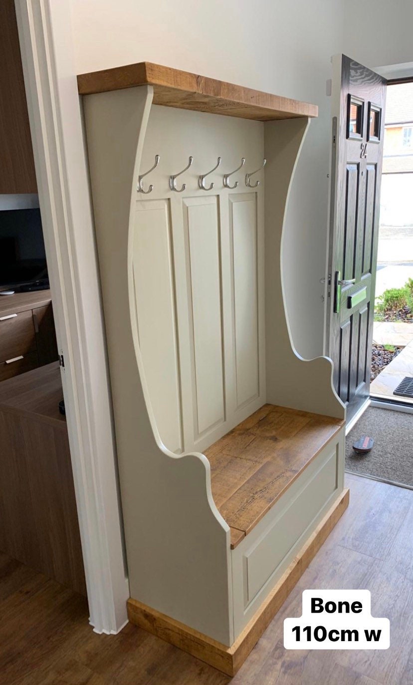 Painted Shoe Rack With Bench Hallway Bench With Seat Rustic Shoe Storage  for Entryway Five Farrow and Ball Colours Available 