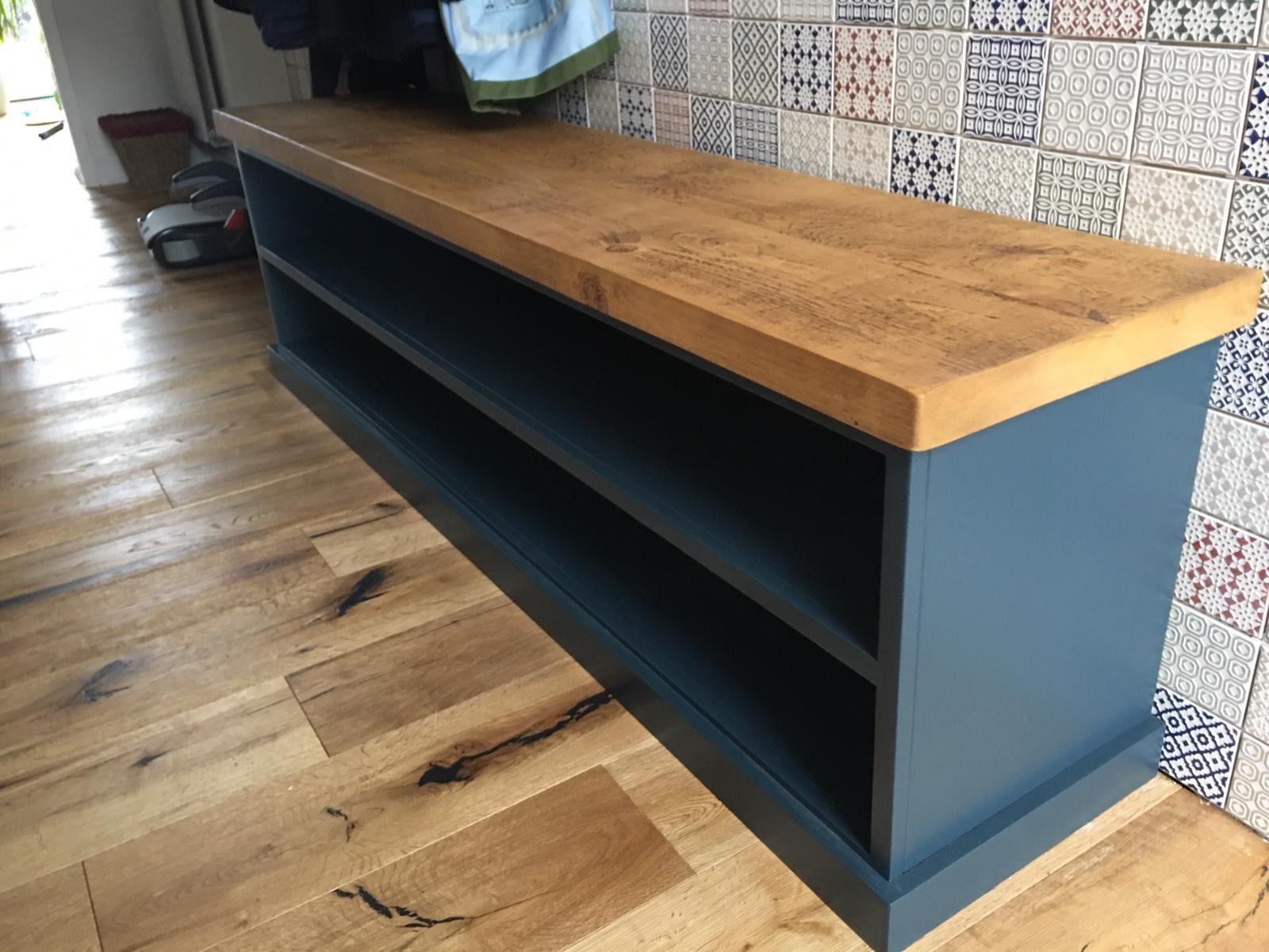 Painted Shoe Rack stiffkey Blue MEDIUM 3 Sizes rustic Solid Wood