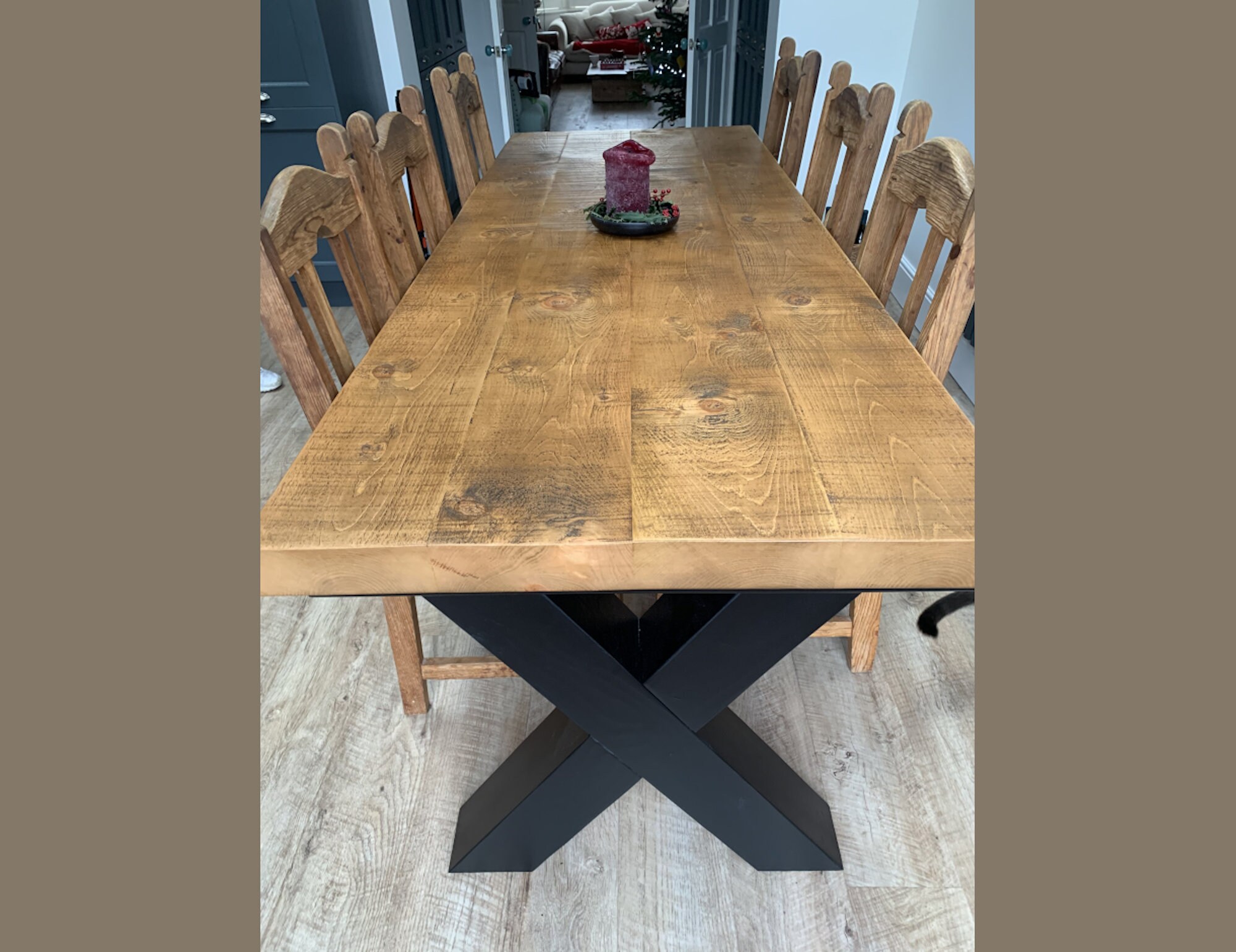 STUNNING Rustic Chunky Dining Table X Legs Painted UK Handmade Solid Wood Choose Size Colour Farrow and Ball Etsy Denmark