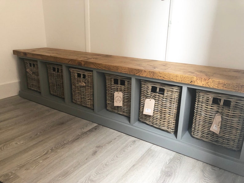 Painted Shoe Rack Storage Bench With 6 Baskets 224cm entrance Etsy UK
