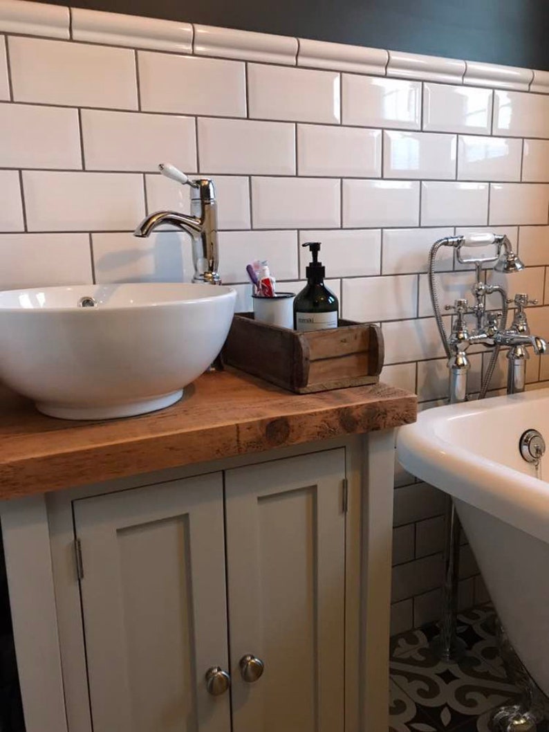 Rustic Chunky Farrow & Ball Painted Solid Wood Bathroom Etsy UK