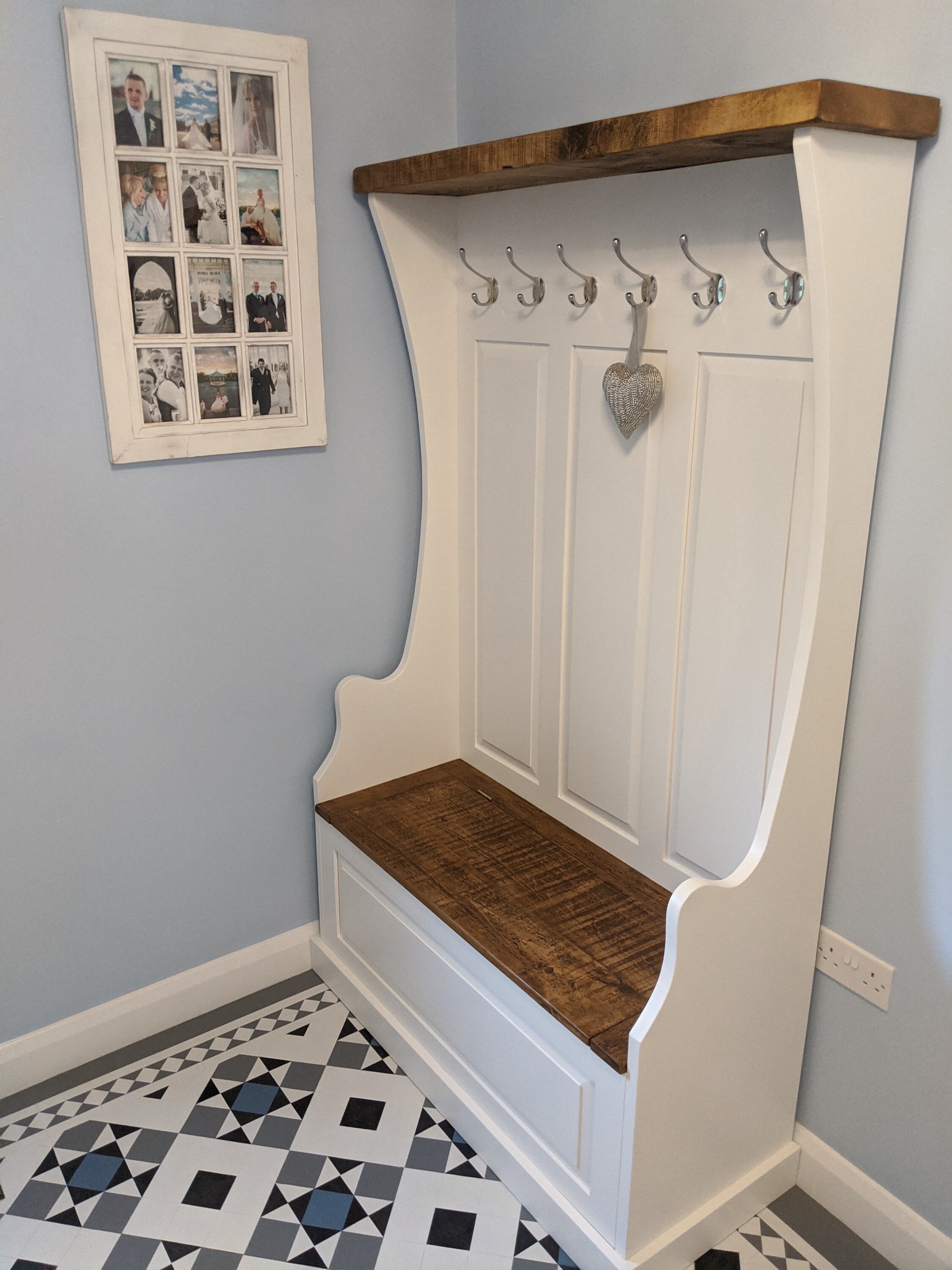 Painted Shoe Rack With Bench Hallway Bench With Seat Rustic Shoe Storage  for Entryway Five Farrow and Ball Colours Available 