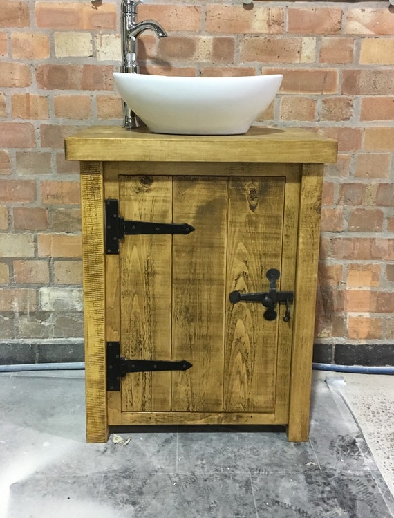 Rustic wooden sink deals unit