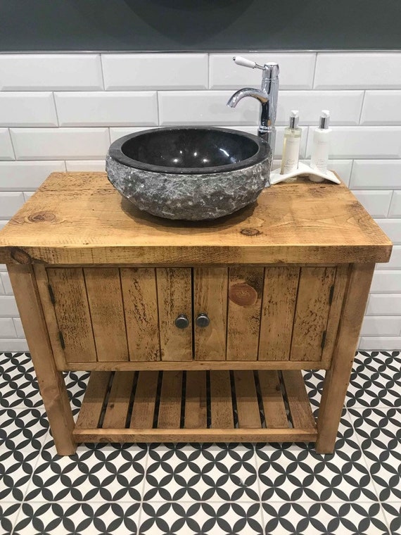 Rustic Chunky Solid Wood Bathroom Washstand Vanity Sink Unit Medium 6 Sizes Not Included Sinks Taps Baskets - Rustic Vanity Units Uk Rustic Chunky Solid Wood Bathroom Washstand Vanity Sink Unit Medium 6 Sizes Not Included Sinks Taps Baskets - Rustic Vanity Units Uk