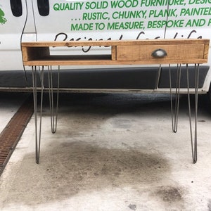 Rustic Industrial Plank Desk with Metal Hairpin Legs chunky wood vintage retro image 3