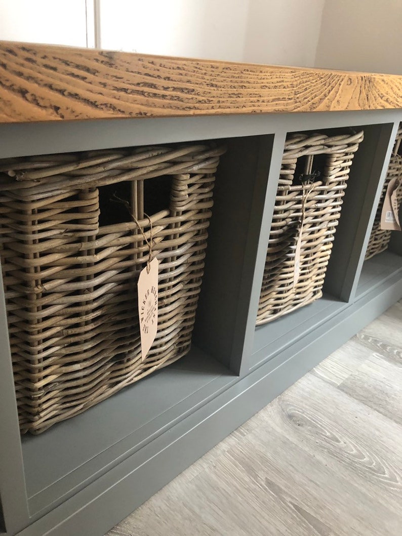 Painted Shoe Rack Storage Bench With 6 Baskets 224cm entrance Etsy UK