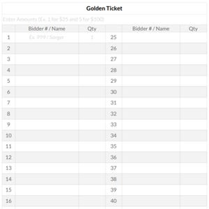 Golden Ticket Recording Sheet