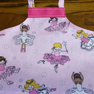 18 Doll Size Apron, Dancing Ballerina, Girls Dancing Apron, Pink Ballerinas Doll Apron, Ethnic Ballerina, Doll Dance Apron image 3