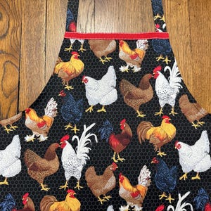 Roosters and Chickens Farm House Womens or Men’s Adult Size Apron,  Farm to Table Rooster Handmade Apron, Roosters, Hens, Chickens Apron