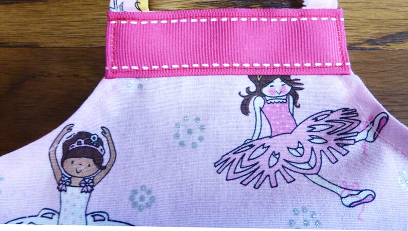 18 Doll Size Apron, Dancing Ballerina, Girls Dancing Apron, Pink Ballerinas Doll Apron, Ethnic Ballerina, Doll Dance Apron image 4