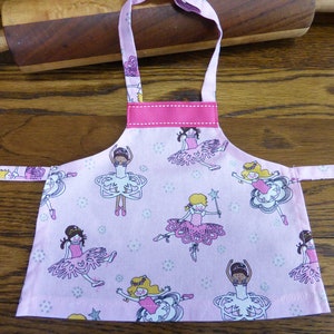 18 Doll Size Apron, Dancing Ballerina, Girls Dancing Apron, Pink Ballerinas Doll Apron, Ethnic Ballerina, Doll Dance Apron image 2