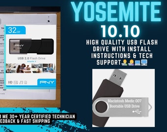 Macintosh Yosemite Bootfähiges USB-Flash-Laufwerk 32 GB, 15+ Seiten, Anleitung und technischer Support