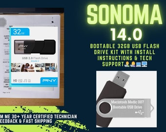 Macintosh Sonoma Bootable USB Flash Drive 32GB 15+ Page Guide And Tech Support