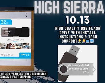 Macintosh High Sierra Bootfähiges USB-Flash-Laufwerk 32 GB 15+ Seiten Anleitung und technischer Support