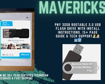 Macintosh Mavericks Bootable USB Flash Drive 32GB 15+ Page Guide And Tech Support