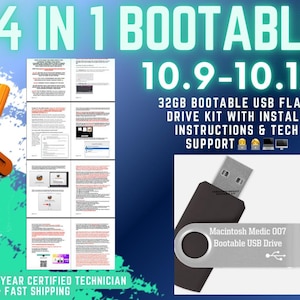 4 in 1 Mac OS Bootable USB Flash Drive With Guide and Tech Support