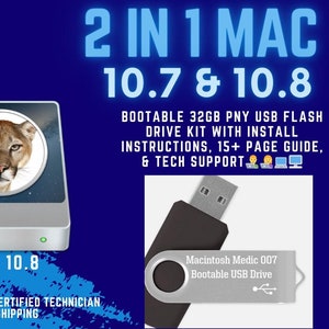 2 in 1 Mac OS Bootable USB Flash Drive With Guide And Tech Support Lion And Mountain Lion