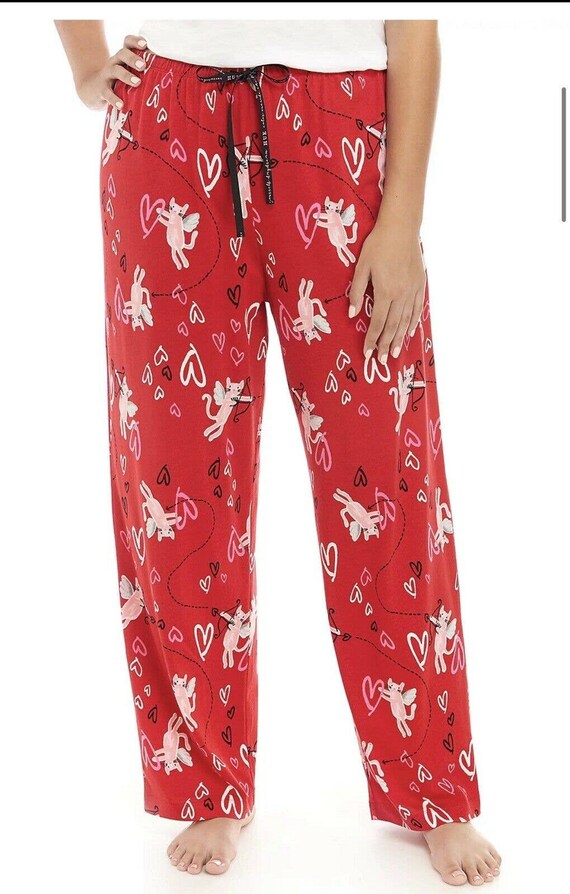 HUE XL Womens Pajama Pants Cupid Cat 