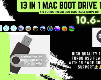 Mac OS X 13 in 1 Bootable USB Flash Drive 3.0 128GB New For All Mac Computers