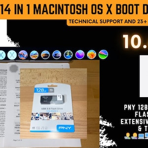 14 in 1 Mac OS Bootable USB Flash Drive 128GB For Most Macintosh Computers Includes Guide And Tech Support