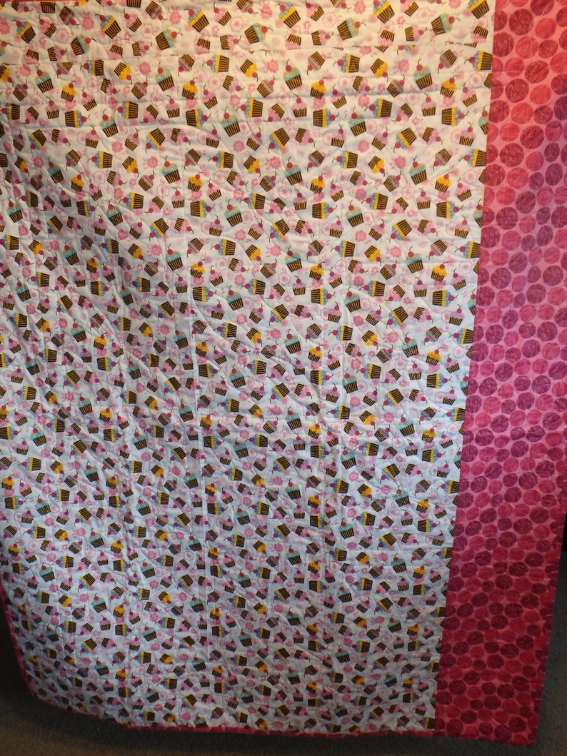 crib quilt cupcake quilt child/'s quilt girl/'s quilt pink quilt lap quilt