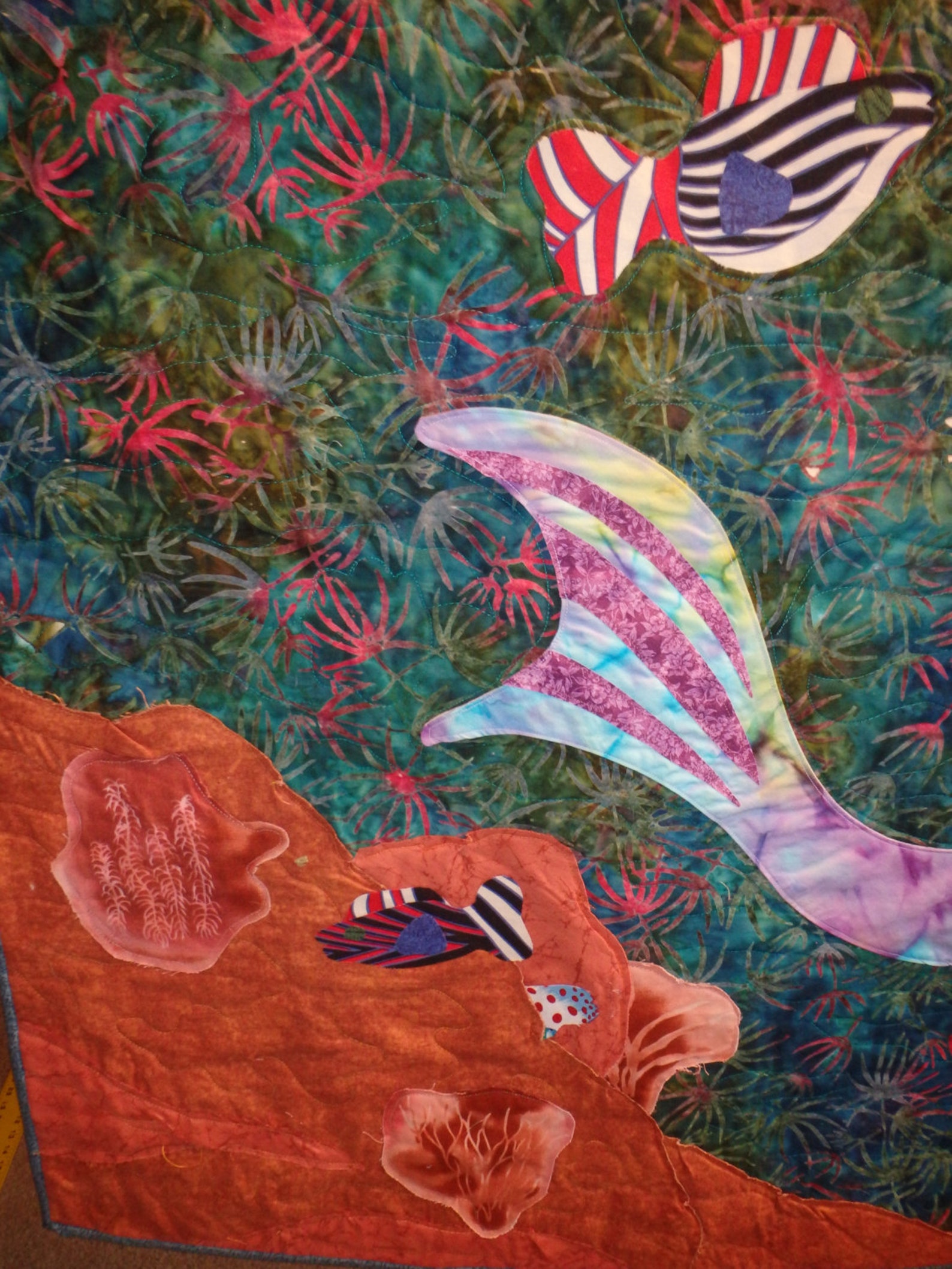 Mermaid Quilt Nautical Decor Seascape. Fiber Art Quilted Etsy