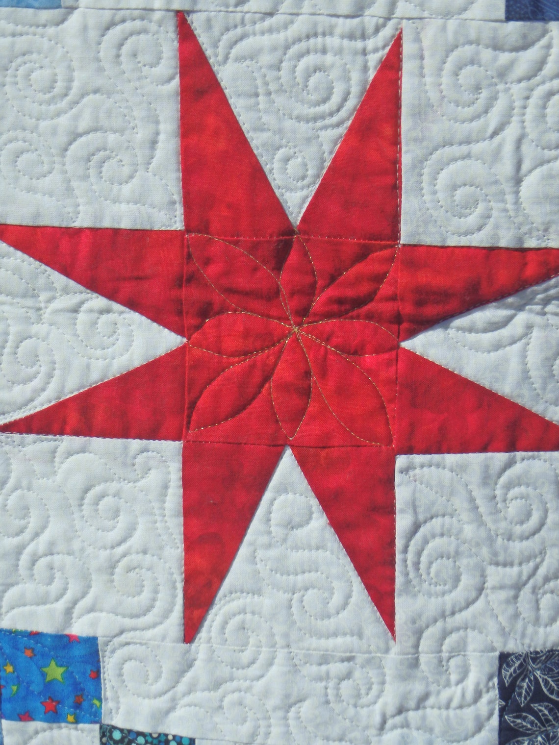 Red and Blue Star Twin Quilt Red and Blue Lap Quilt Couch Etsy