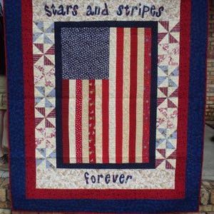 Red, white and blue patriotic quilt