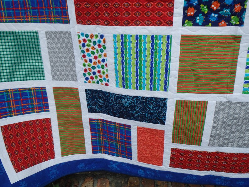 Modern Throw Quilt Modern Twin Size Quilt Blue Quilt Blue Etsy