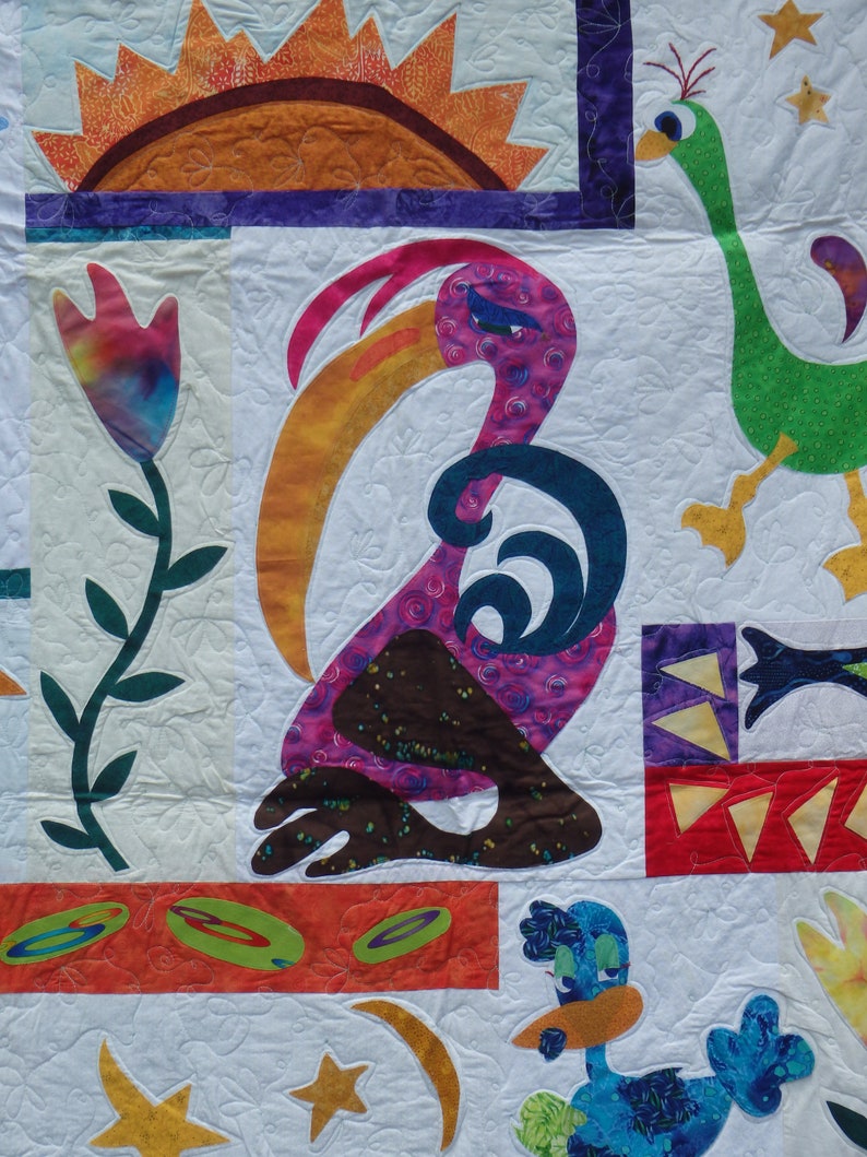 Bird Quilt Applique Quilt Lap Quilt Room Decor Couch Etsy
