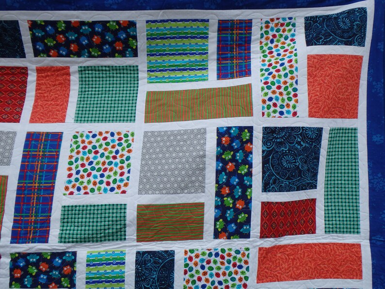 Modern Throw Quilt Modern Twin Size Quilt Blue Quilt Blue Etsy