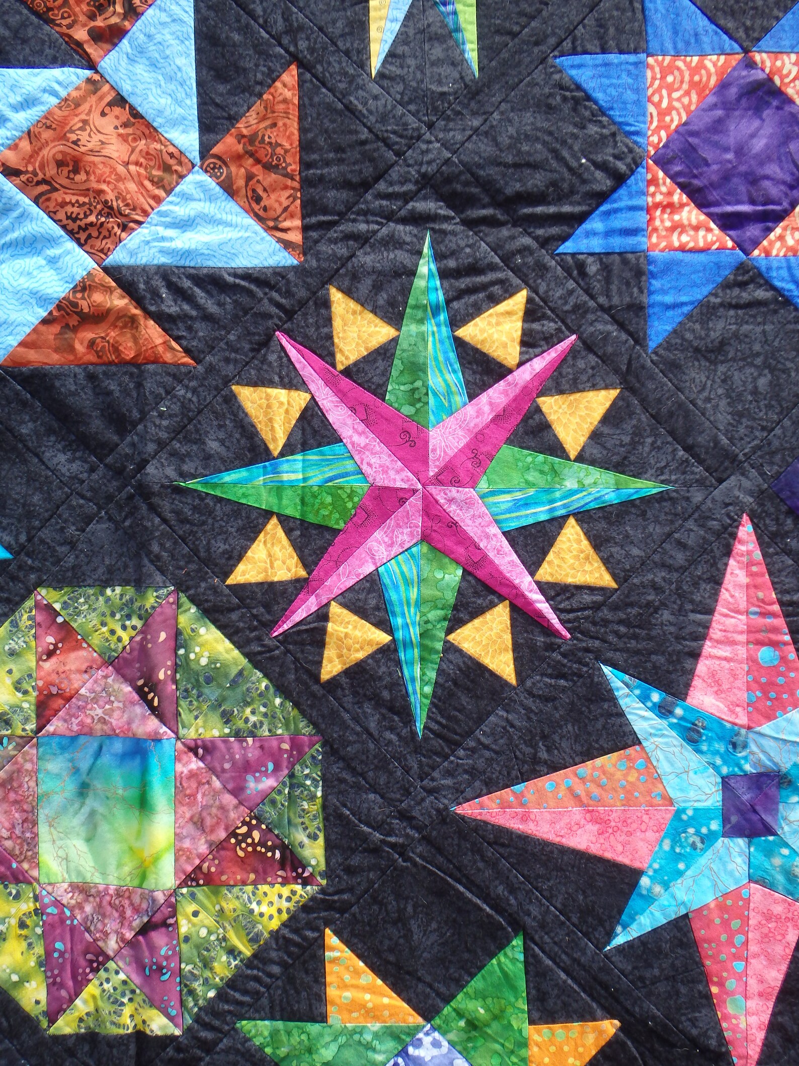 Double Size Quilt Homemade Quilt Star Quilt Blue Quilt Etsy