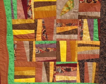 Abstract Oak Leaf Quilt, Handmade Wall Hanging