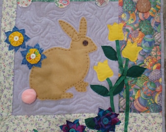 quilted bunny wall hanging, Easter quilted wall hanging collage