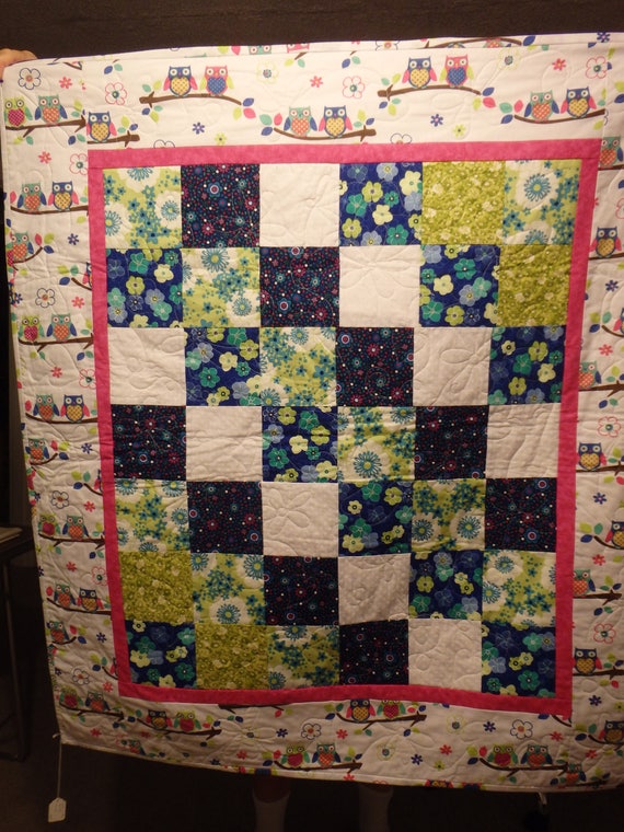 Baby Quilt Owl Quilt Lap Quilt Baby Girl Quilt Crib Quilt Etsy