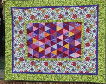 twin size quilt, full size quilt green and purple quilt, green quilt, red and purple quilt