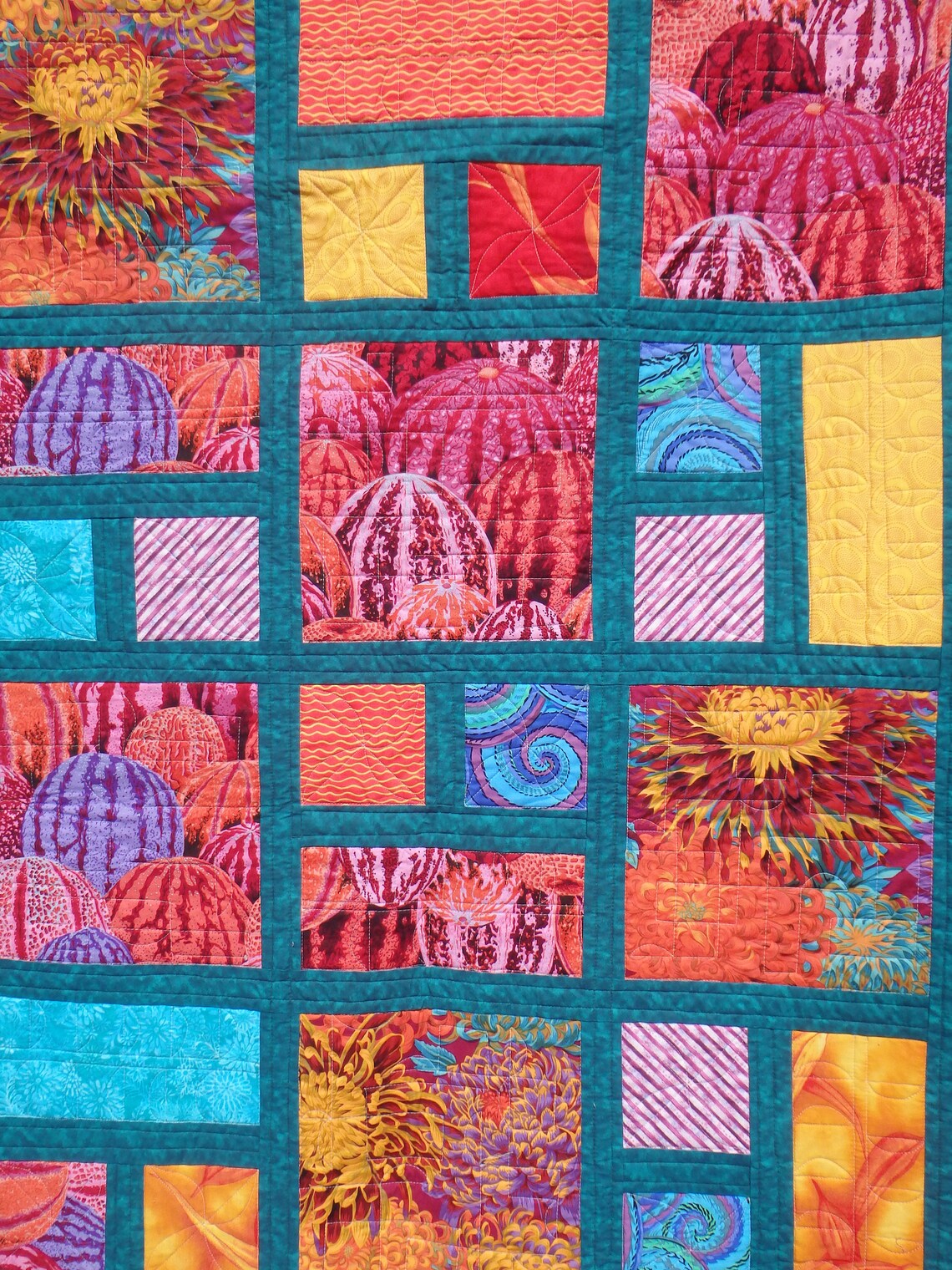 Kaffe Fassett Modern Floral Twin Size Quilt Couch Quilt Etsy