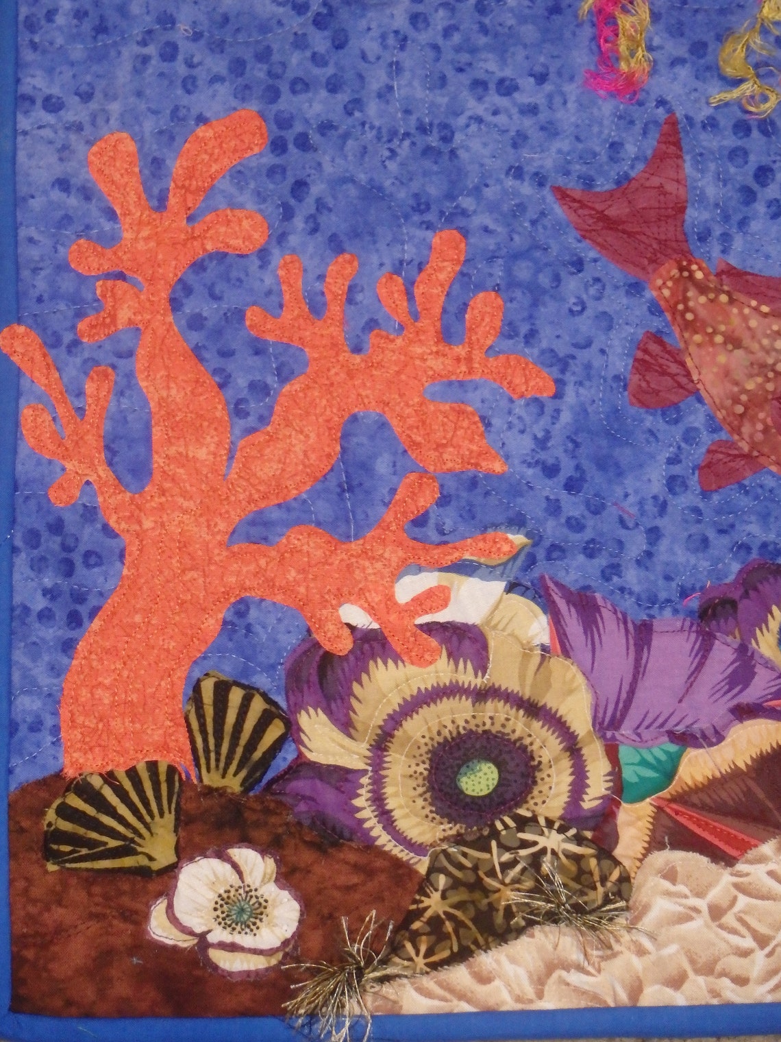 Seascape Quilted Seascape Quilted Wall Hanging Fish Decor Etsy