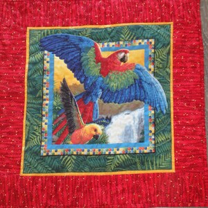 quilted parrot wall hanging, wall decor, quilted wall art