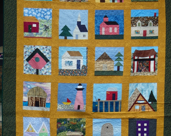 House Quilt Queen Size Quilt Double Bed Quilt Full Size Etsy