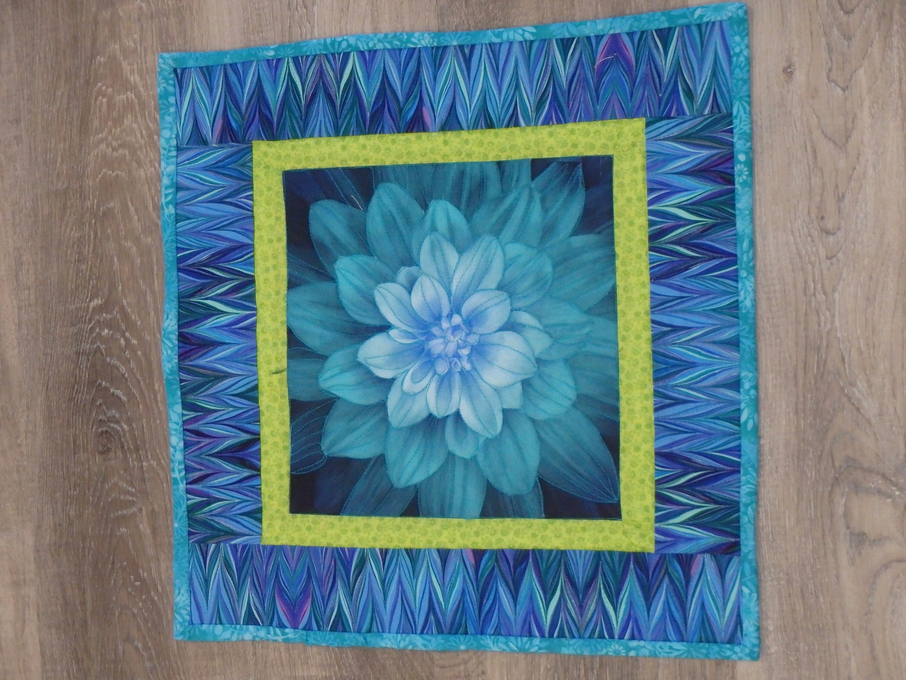 Blue Flower Art Quilt Blue Flower Wall Decor Etsy
