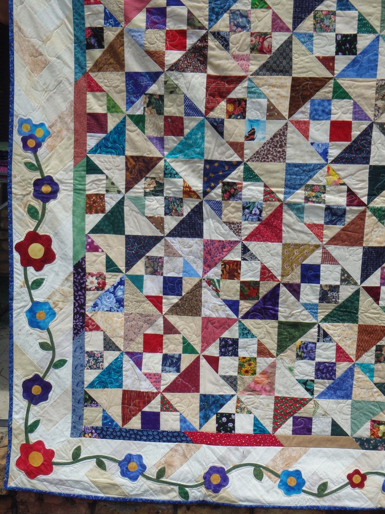 Patchwork quilt homemade quilt twin size quilt lap quilt Etsy