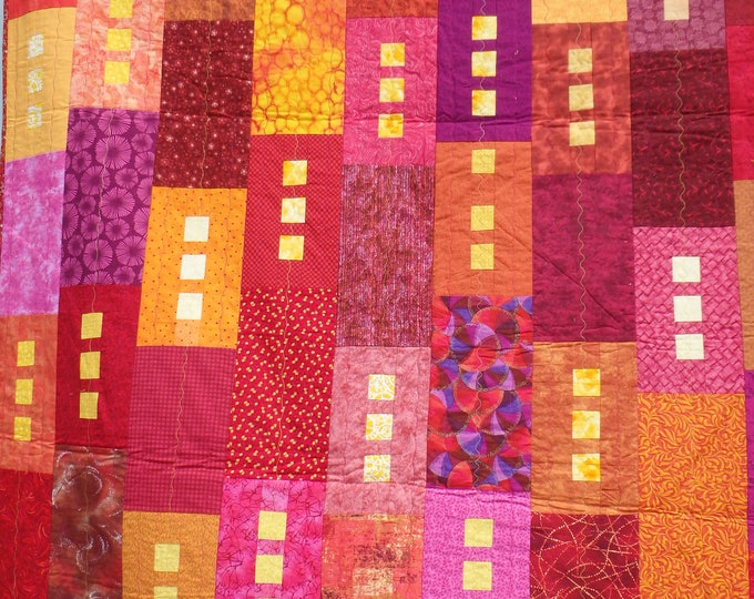 Twin Bed Quilt Single Bed Quilt Lap Throw Modern Quilt Red Etsy